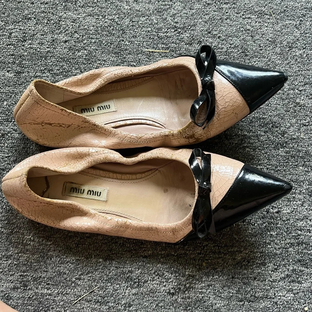 Miu Miu Pink Pointed Ballet Flats, size 38.5 - Picture 6 of 9